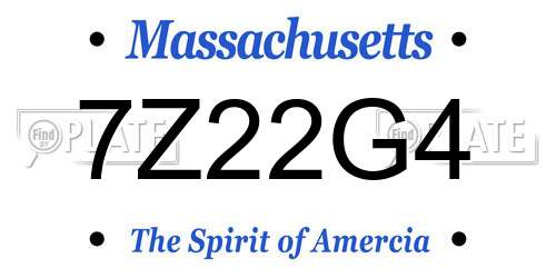 7Z22G4 Massachusetts License Plate