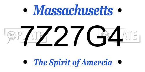 7Z27G4 Massachusetts License Plate