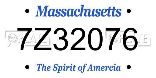 7Z32076 Massachusetts License Plate