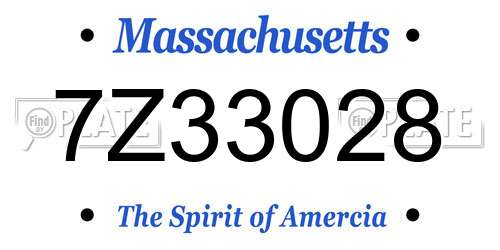 7Z33028 Massachusetts License Plate
