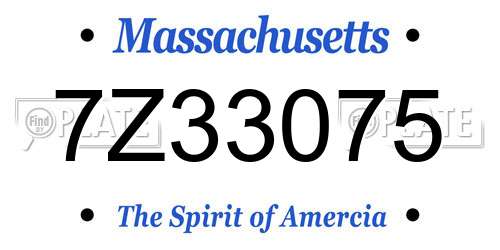 7Z33075 Massachusetts License Plate