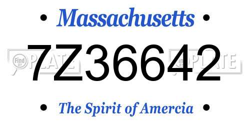 7Z36642 Massachusetts License Plate
