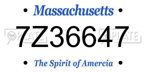7Z36647 Massachusetts License Plate