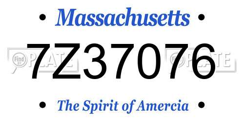 7Z37076 Massachusetts License Plate