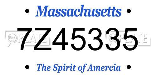 7Z45335 Massachusetts License Plate