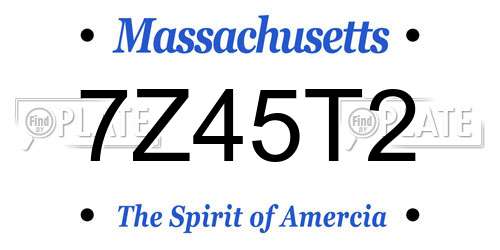 7Z45T2 Massachusetts License Plate