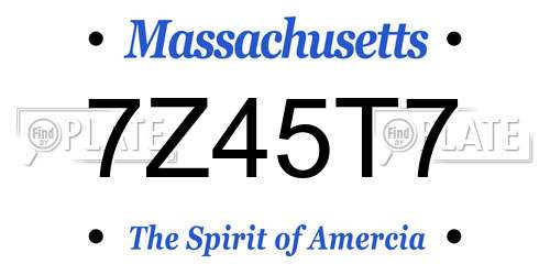 7Z45T7 Massachusetts License Plate