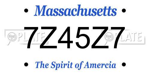7Z45Z7 Massachusetts License Plate
