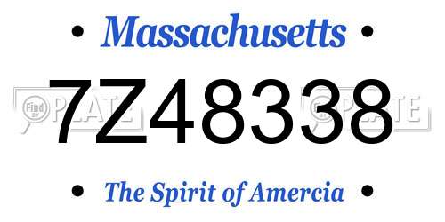 7Z48338 Massachusetts License Plate