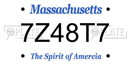 7Z48T7 Massachusetts License Plate