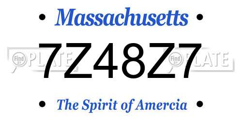 7Z48Z7 Massachusetts License Plate
