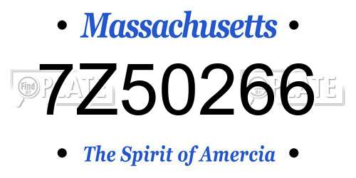 7Z50266 Massachusetts License Plate
