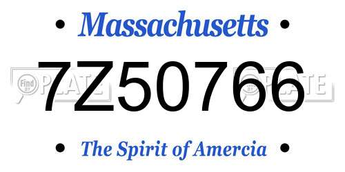 7Z50766 Massachusetts License Plate
