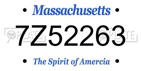 7Z52263 Massachusetts License Plate