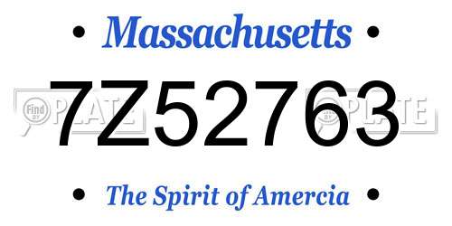 7Z52763 Massachusetts License Plate