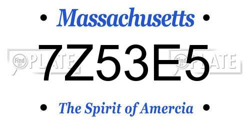 7Z53E5 Massachusetts License Plate