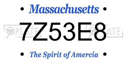 7Z53E8 Massachusetts License Plate