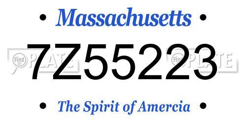 7Z55223 Massachusetts License Plate