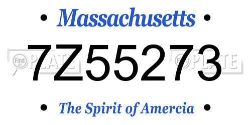 7Z55273 Massachusetts License Plate