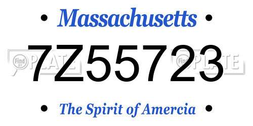 7Z55723 Massachusetts License Plate