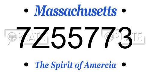 7Z55773 Massachusetts License Plate