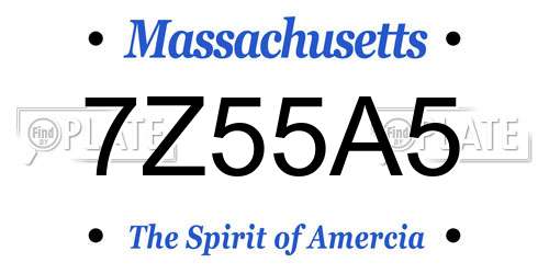 7Z55A5 Massachusetts License Plate