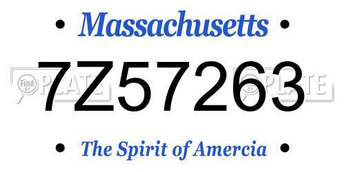 7Z57263 Massachusetts License Plate