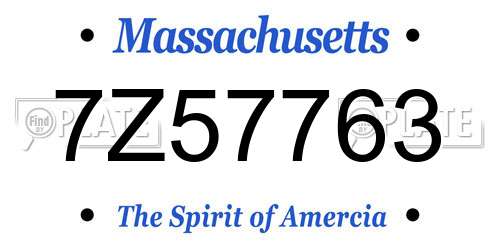 7Z57763 Massachusetts License Plate