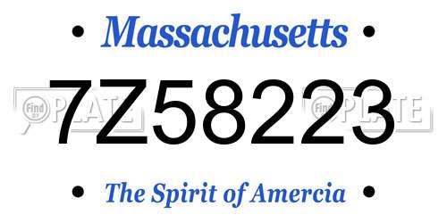 7Z58223 Massachusetts License Plate