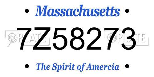 7Z58273 Massachusetts License Plate