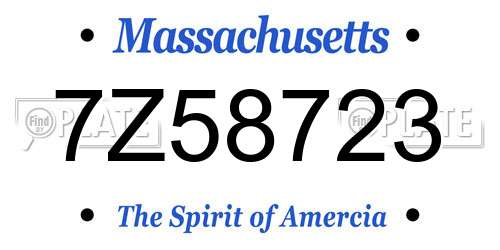 7Z58723 Massachusetts License Plate
