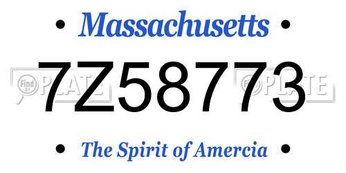 7Z58773 Massachusetts License Plate