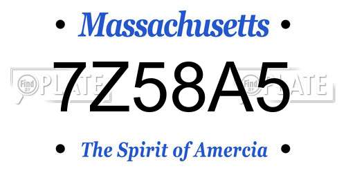7Z58A5 Massachusetts License Plate