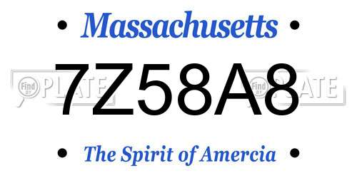 7Z58A8 Massachusetts License Plate