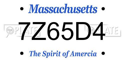 7Z65D4 Massachusetts License Plate