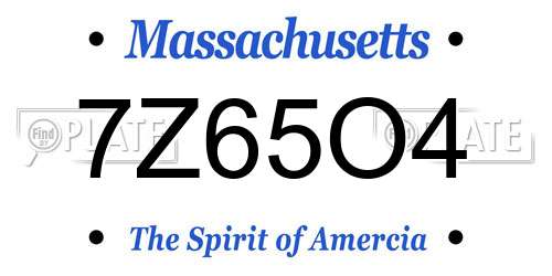 7Z65O4 Massachusetts License Plate