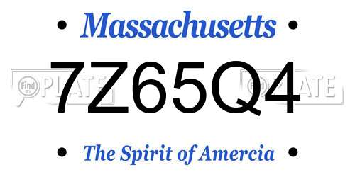 7Z65Q4 Massachusetts License Plate