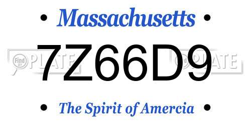 7Z66D9 Massachusetts License Plate