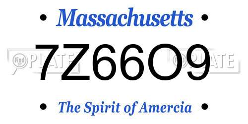 7Z66O9 Massachusetts License Plate