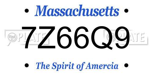 7Z66Q9 Massachusetts License Plate