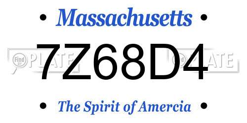 7Z68D4 Massachusetts License Plate