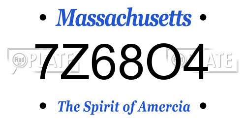7Z68O4 Massachusetts License Plate