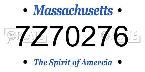 7Z70276 Massachusetts License Plate