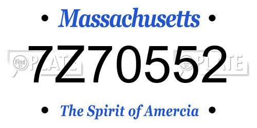 7Z70552 Massachusetts License Plate
