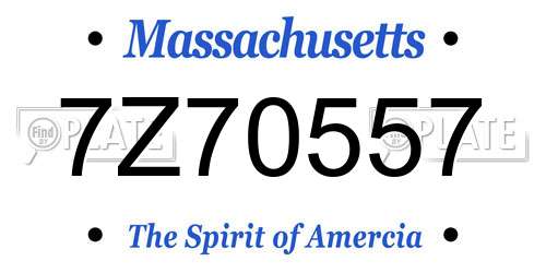7Z70557 Massachusetts License Plate