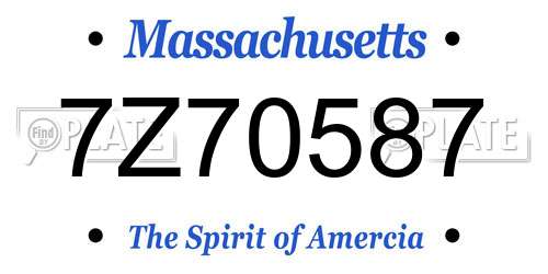 7Z70587 Massachusetts License Plate