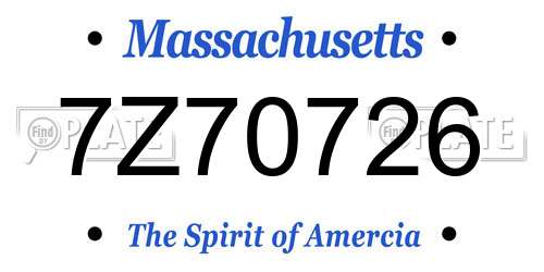 7Z70726 Massachusetts License Plate