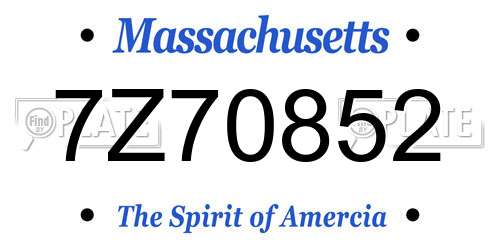 7Z70852 Massachusetts License Plate