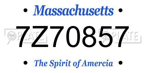 7Z70857 Massachusetts License Plate