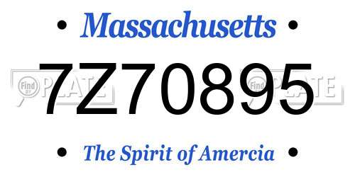 7Z70895 Massachusetts License Plate